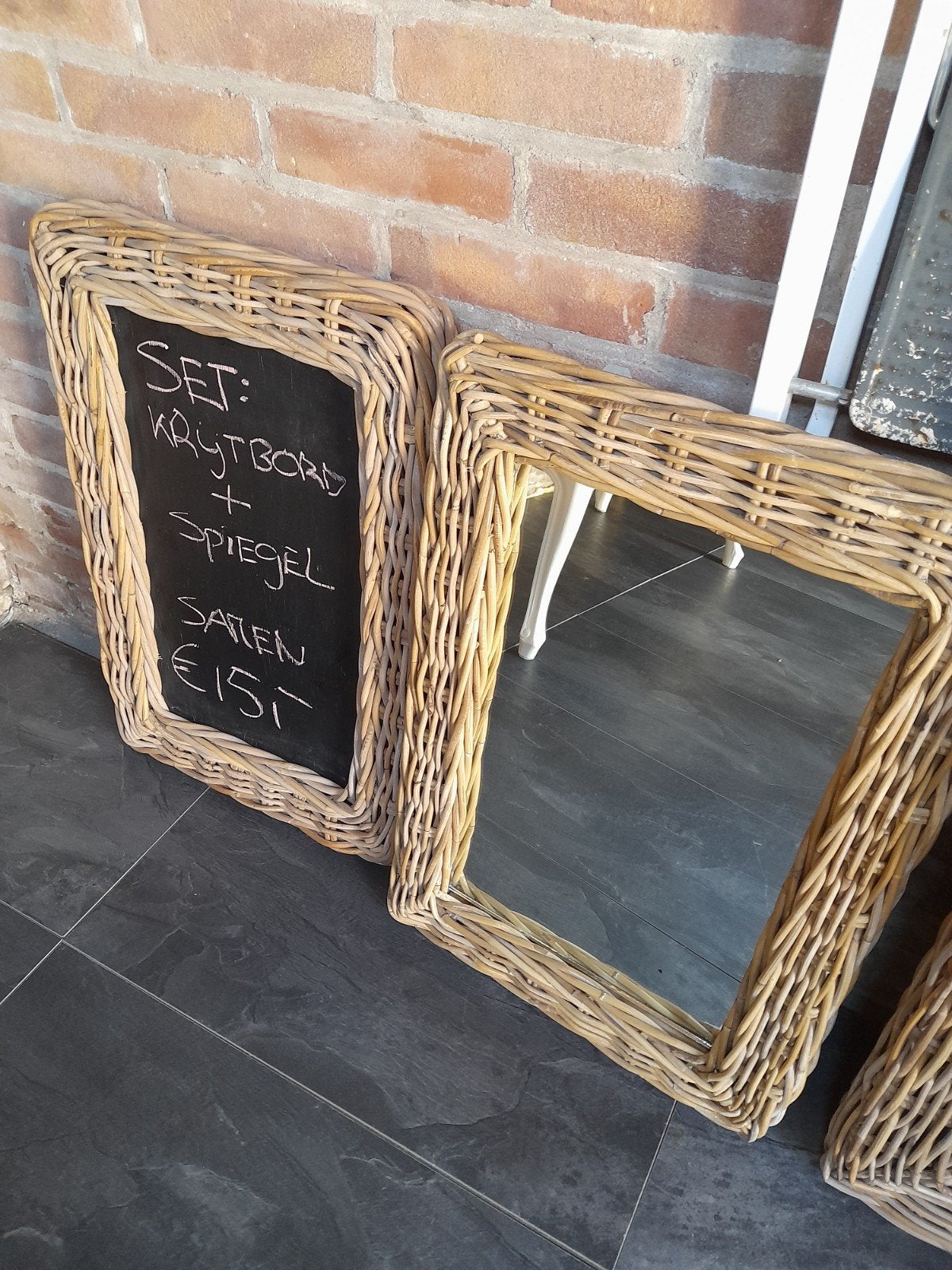 rotan set krijtbord en spiegel, Ophalen, Rechthoekig, Minder dan 50 cm, Minder dan 100 cm