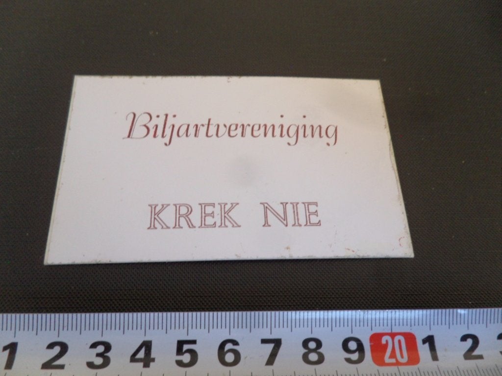 sticker Biljartvereniging KREK NIE  *, Ophalen of Verzenden, Zo goed als nieuw