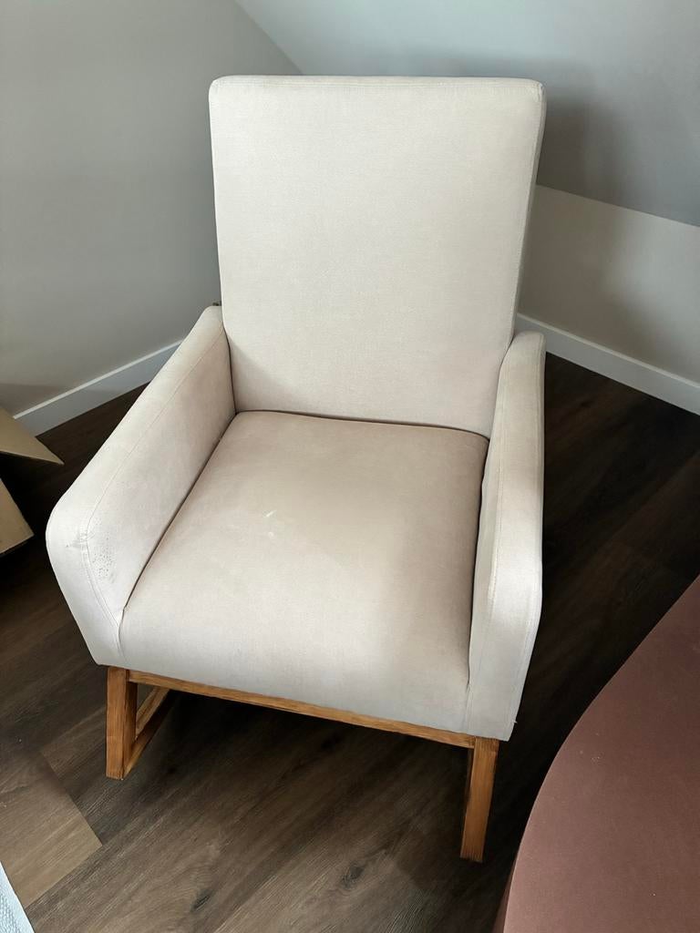 Beige Sklum schommelstoel - weinig gebruikt, Huis en Inrichting, Stoelen, Gebruikt, Overige kleuren, Ophalen of Verzenden, Eén