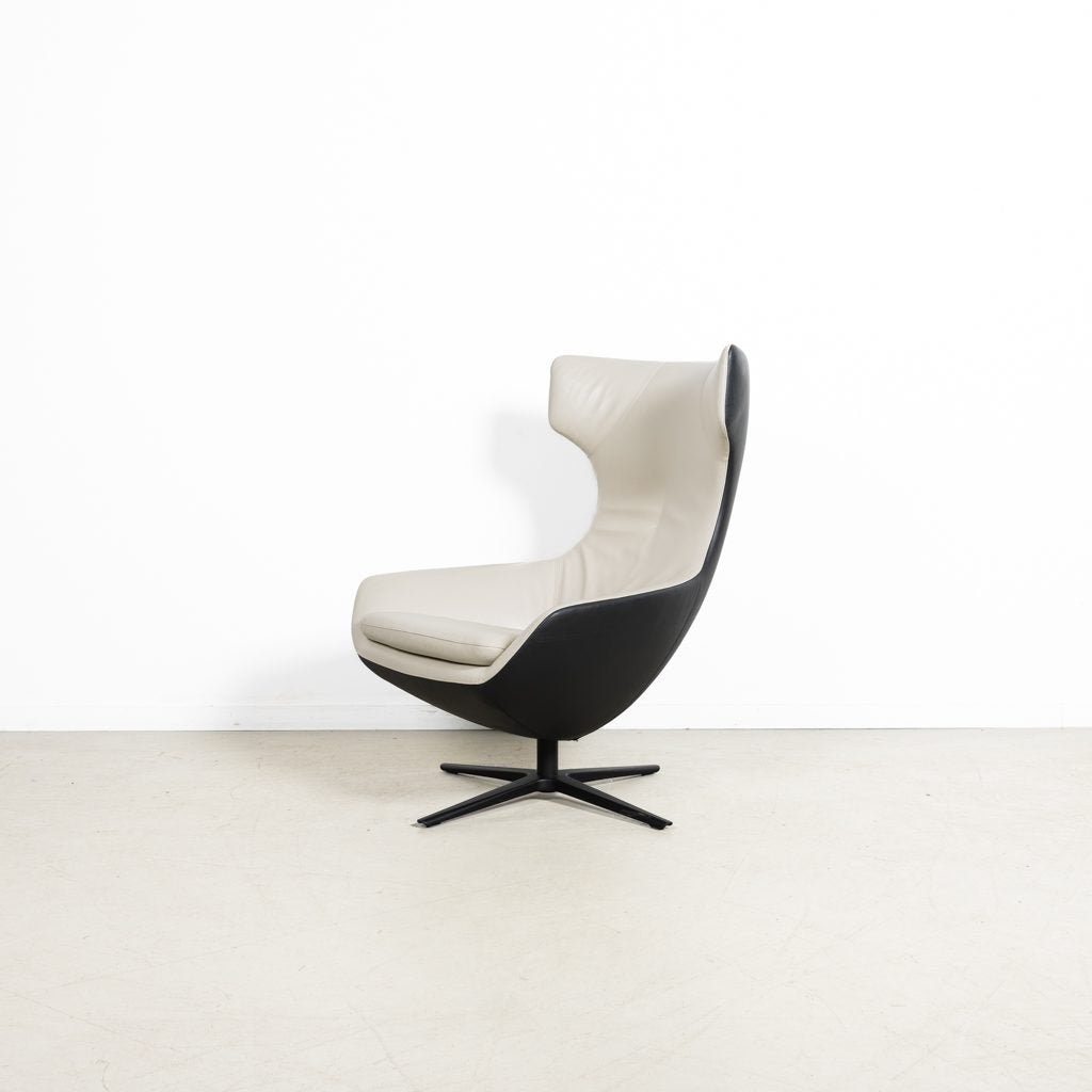 Leolux Caruzzo Fauteuil Wit/Zwart Leer, Niet ingevuld, Zo goed als nieuw, Niet ingevuld, Niet ingevuld