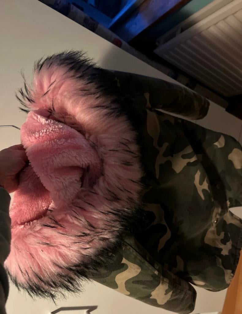 Warme meisjes jas met roze teddy voering, Ophalen of Verzenden, Gebruikt, Meisje