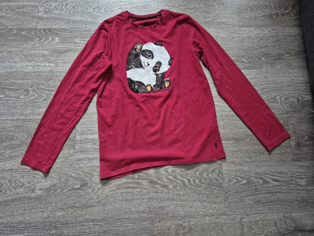 Bordeaux rood shirt met een Panda afbeelding, Meisje, Ophalen of Verzenden, Zo goed als nieuw, Shirt of Longsleeve
