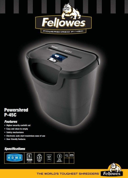 ✅ Fellowes Paper Powershred - Shredder P-45C, Ophalen, Zo goed als nieuw