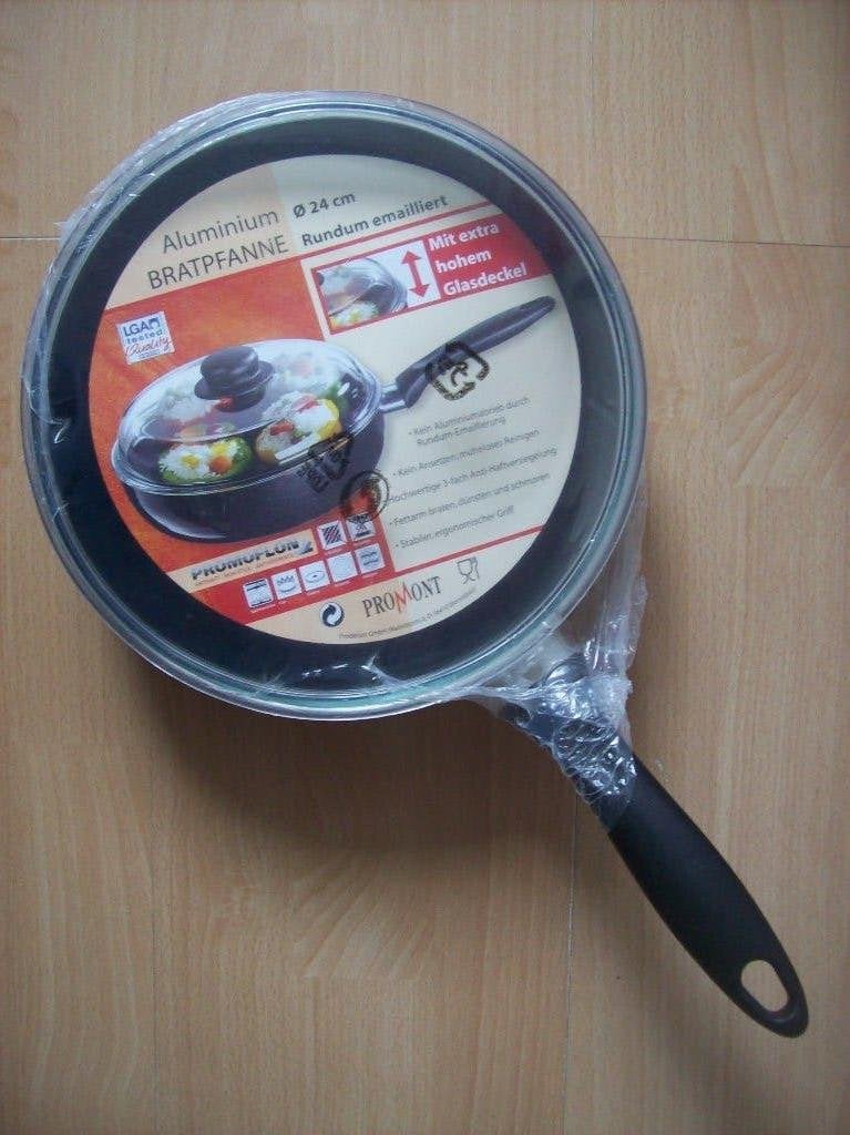 Promont aluminium hapjespan pan hoge glazen deksel Ø 24 cm, Ophalen of Verzenden, Nieuw, Aluminium