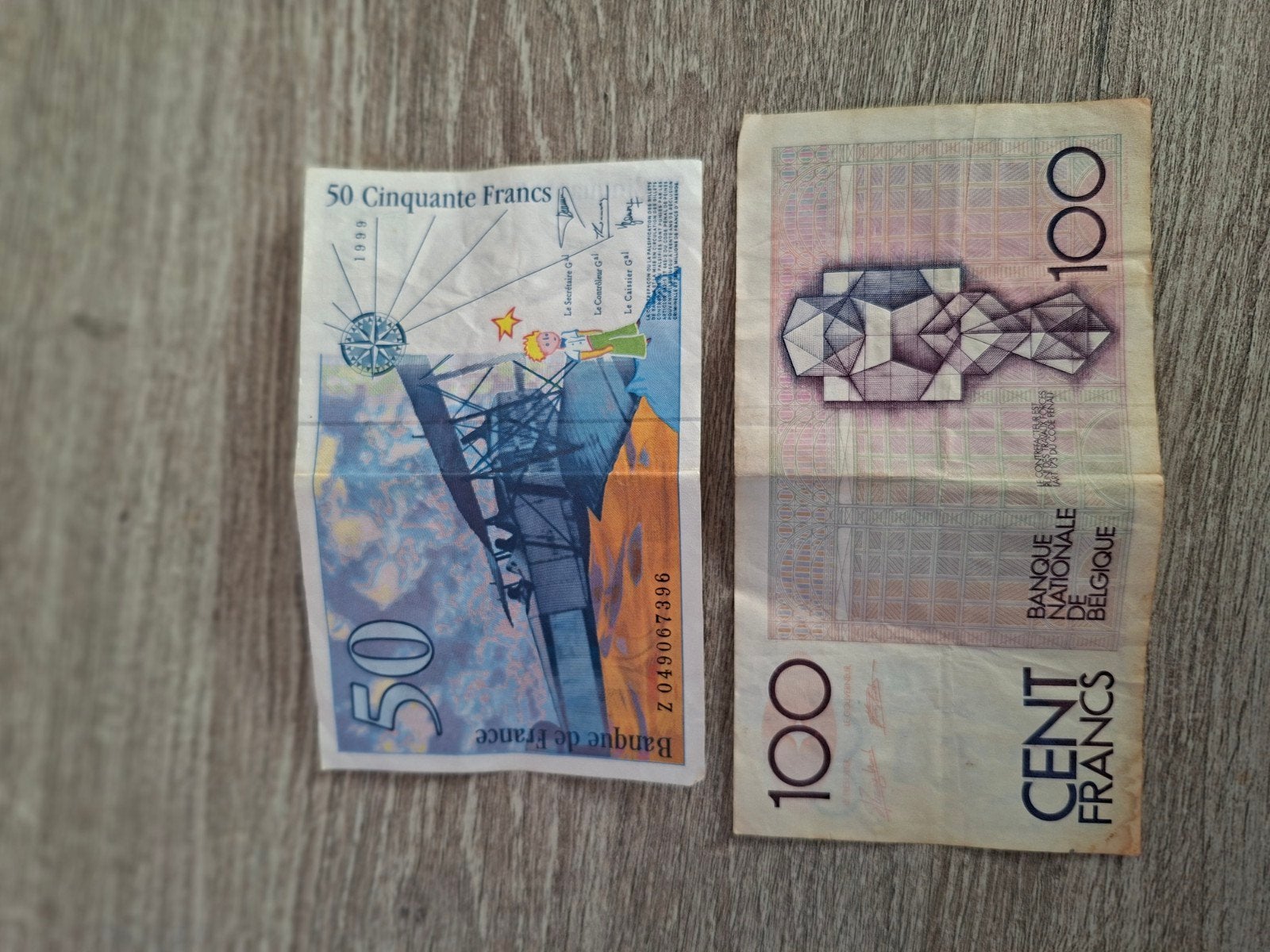 Oude Franse en Belgische bankbiljetten - 50 en 100 Frank, Ophalen of Verzenden, Setje
