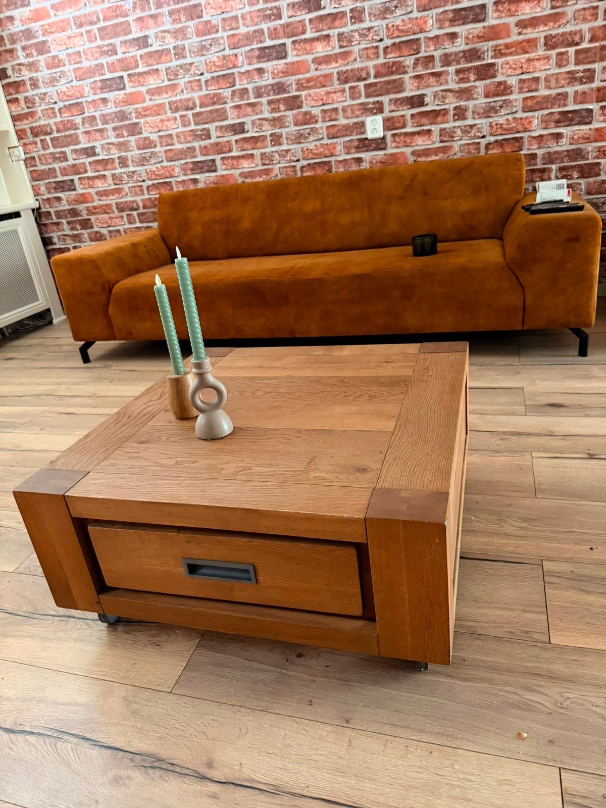 Stoere Henders & Hazel salontafel met grote lade en wieltjes, Huis en Inrichting, Tafels | Salontafels, Ophalen, 50 tot 100 cm