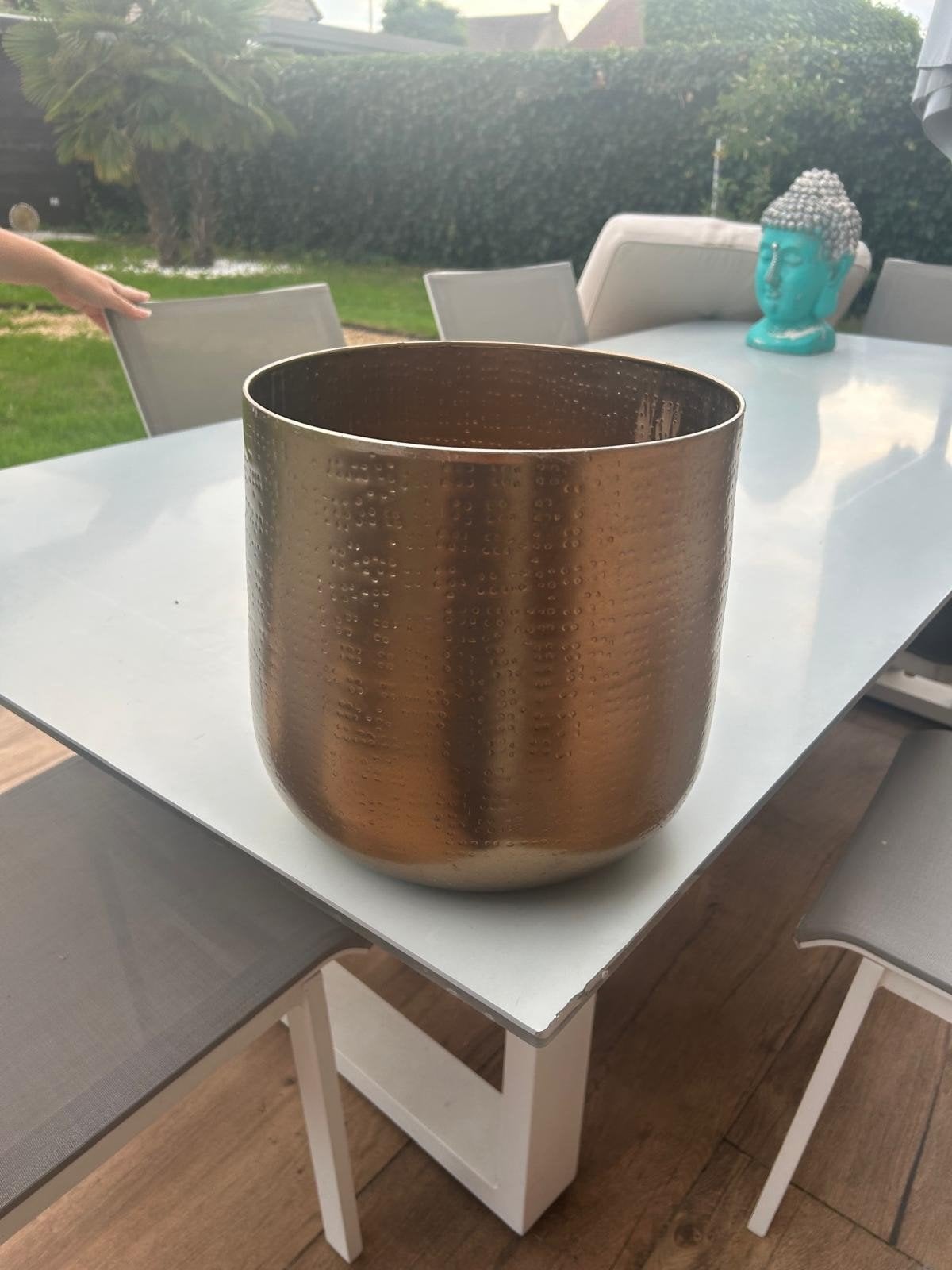 Gouden bloempot / plantenbak, Kunststof, Minder dan 30 cm, Rond, Ophalen of Verzenden