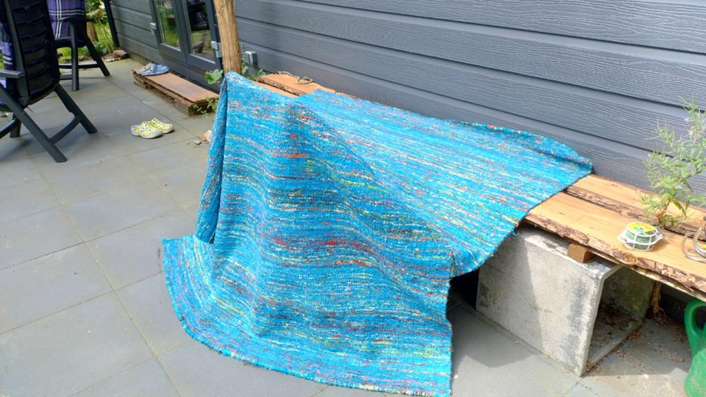 Prachtig turquoise vloerkleed!, Ophalen, 150 tot 200 cm, Rechthoekig, Nieuw
