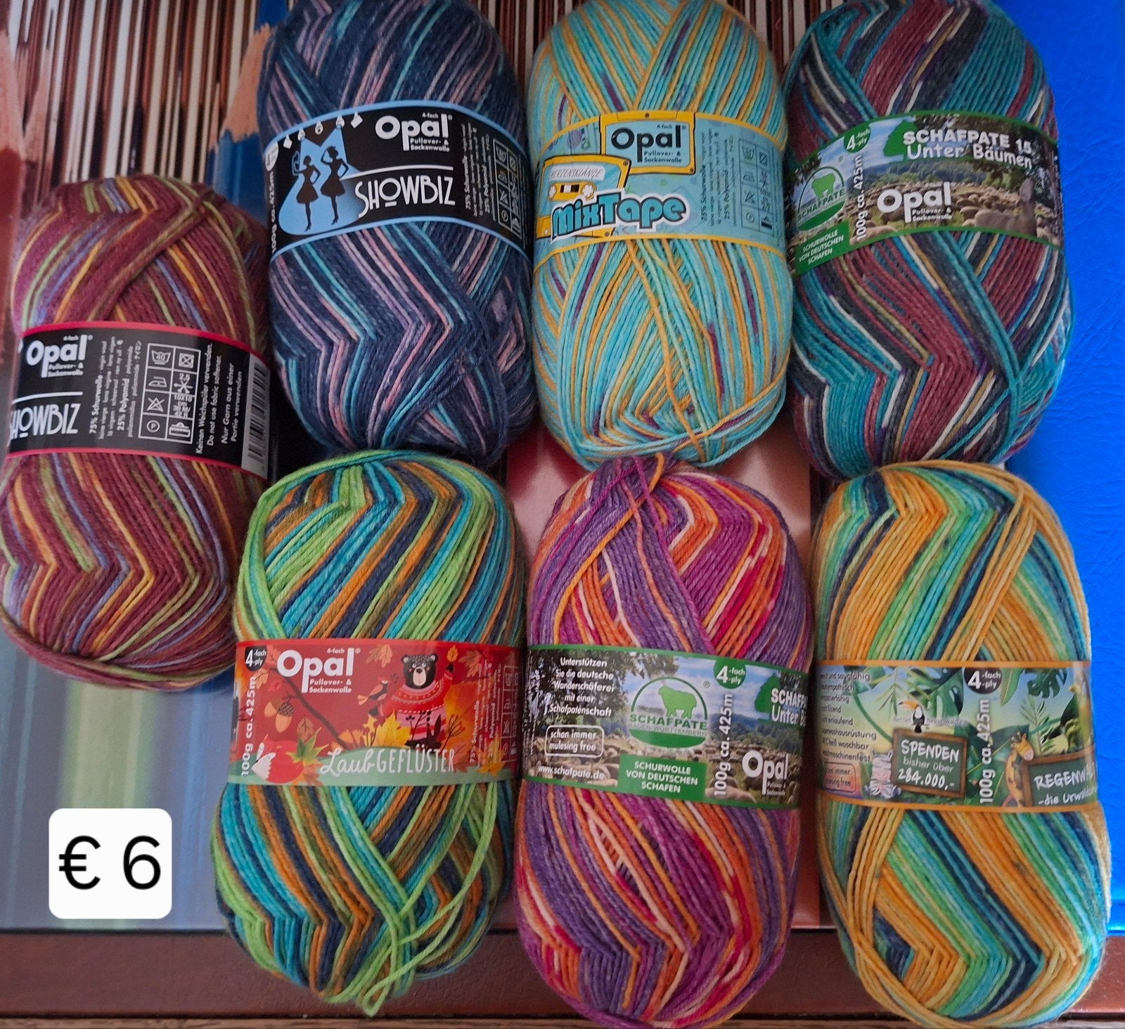 7x100 gram Opal sokkenwol 4 ply, Hobby en Vrije tijd, Nieuw, Ophalen of Verzenden, Opal, Breien