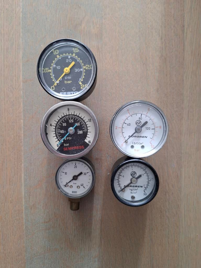 Diverse drukmeter Festo, Wika, Norgren en Sempress, Minder dan 25 liter, Ophalen, Minder dan 200 liter/min