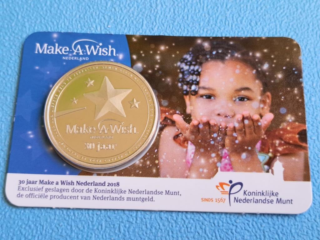 30 jaar Make a Wish Penning 2018 in coincard, Ophalen of Verzenden, Overige materialen, Nederland