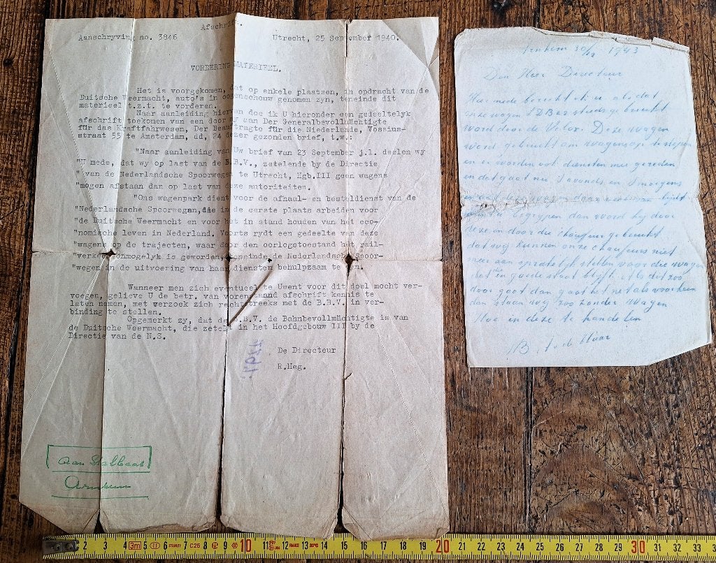 brief 1940 Generalbevollmächtigte; Nederlandse Spoorwegen, Verzamelen, Ophalen of Verzenden, Gebruikt, Trein, Overige typen