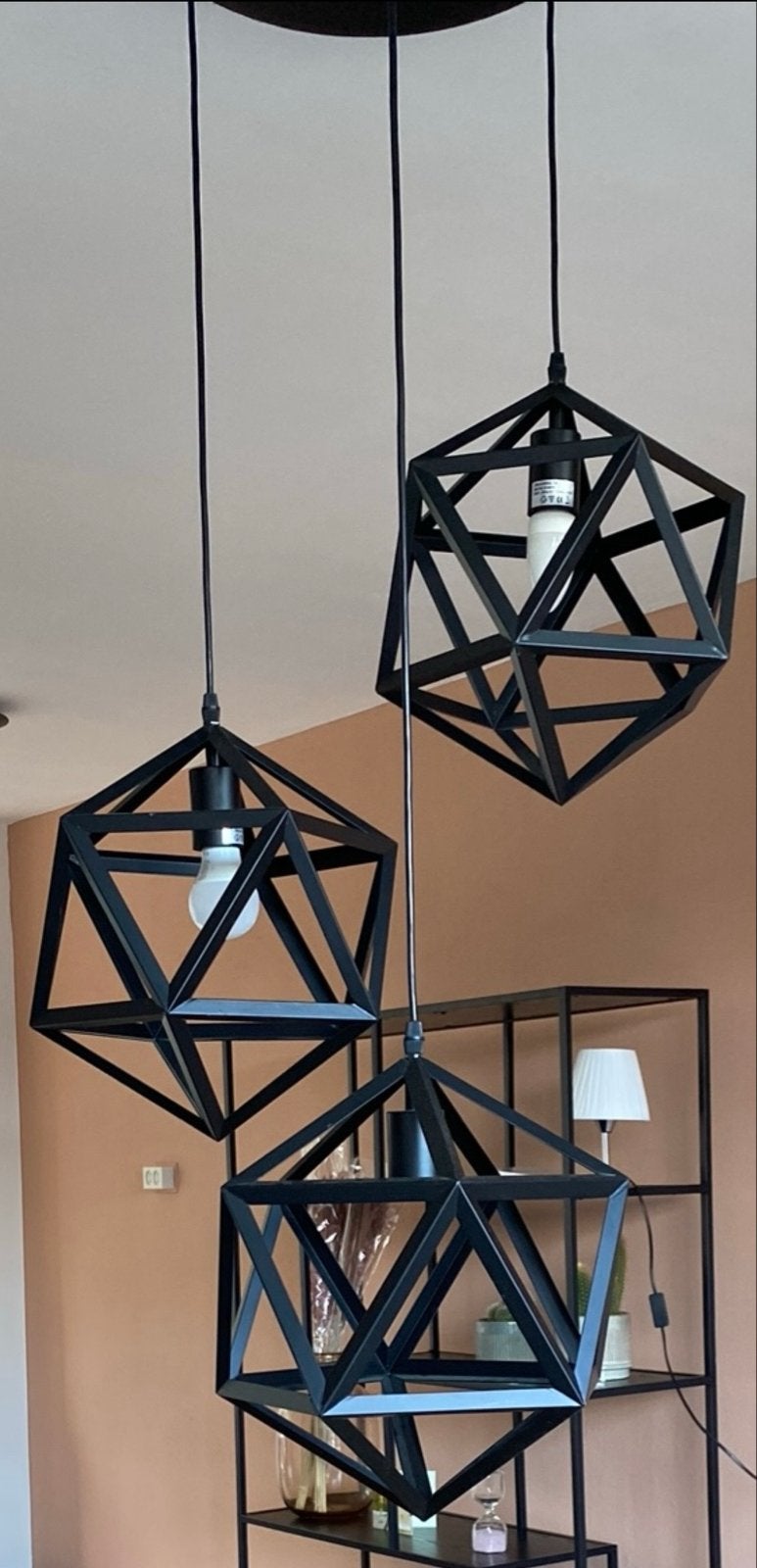 Zwarte industriele hanglamp, Ophalen, Zo goed als nieuw, Metaal, E27 (groot)