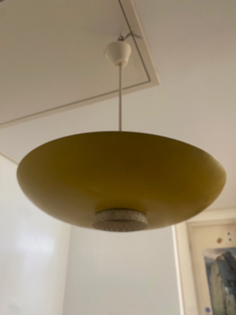 hanglamp, geel, Huis en Inrichting, Lampen | Hanglampen, Ophalen, Gebruikt, Vintage, E27 (groot)