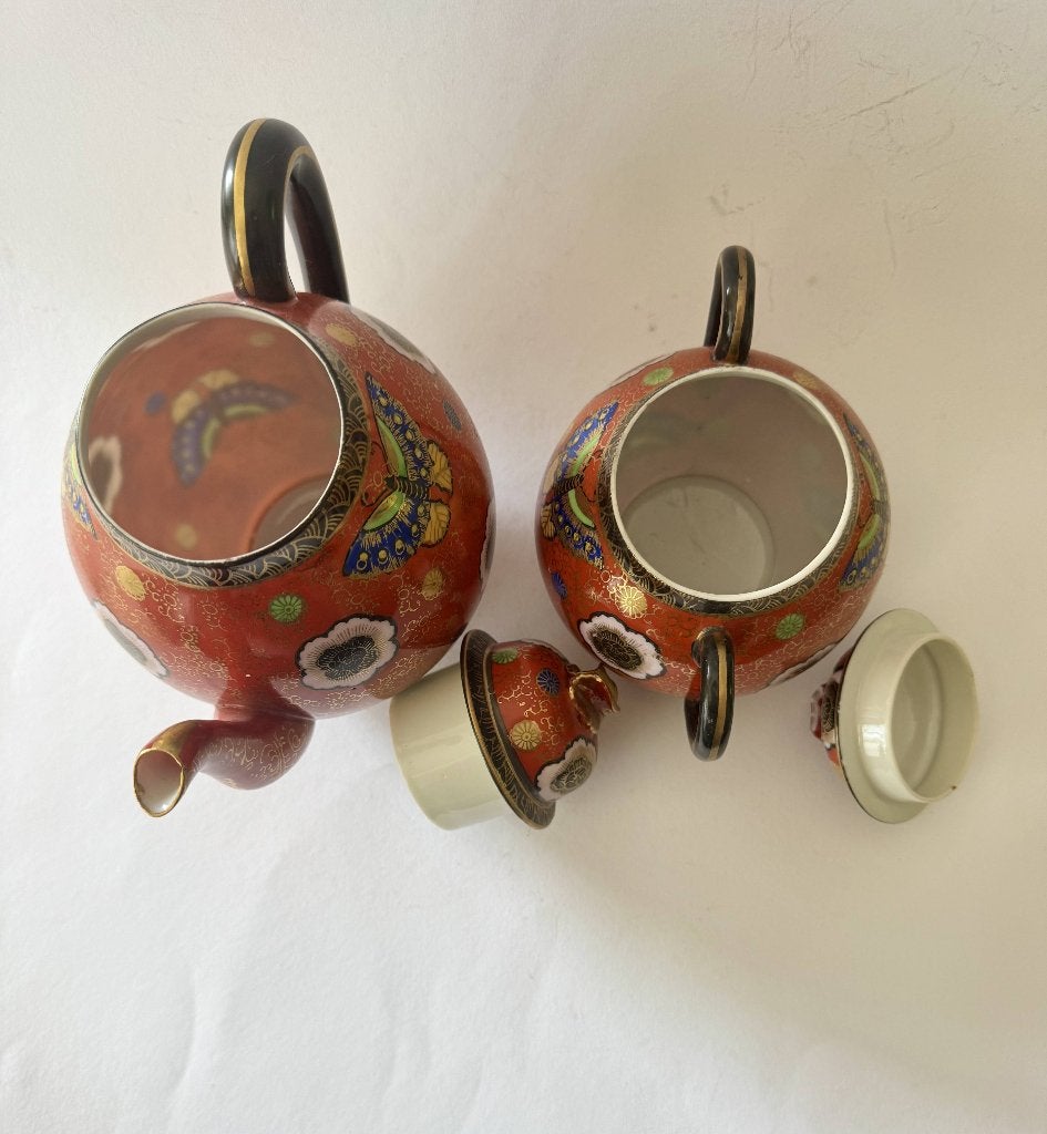 Satsuma aardewerk theepot en suikerpot Japan, Antiek en Kunst, Ophalen of Verzenden