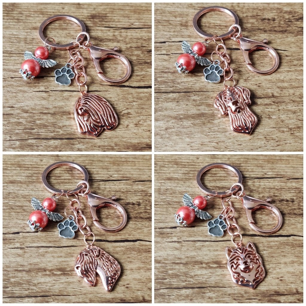 (Tas/Sleutel) Hanger div. hondenrassen rose gold + engeltje, Verzenden, Nieuw, Hanger