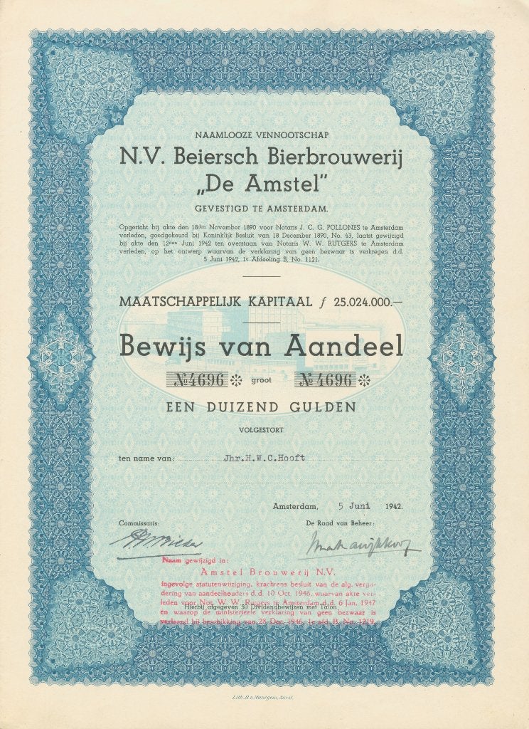Beiersch Bierbrouwerij „De Amstel”, Verzenden, 1950 tot 1970, Aandeel