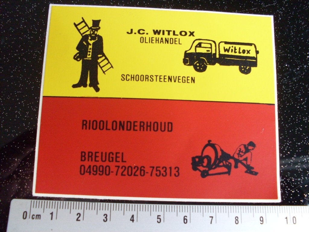 sticker J. C. Witlox oliehandel schoorsteenvegen breugel, Verzenden, Zo goed als nieuw, Bedrijf of Vereniging