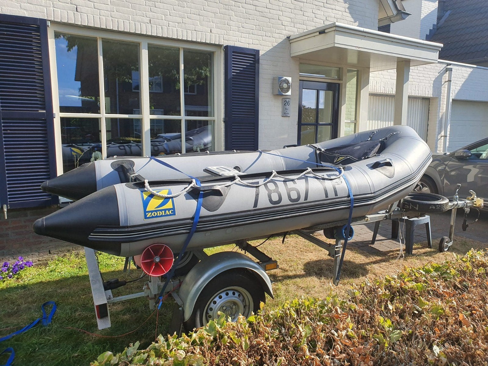ZODIAC Touring S MK1 350 + Johnson GT 15 pk + trailer, Watersport en Boten, Ophalen, Zo goed als nieuw, Motorboot