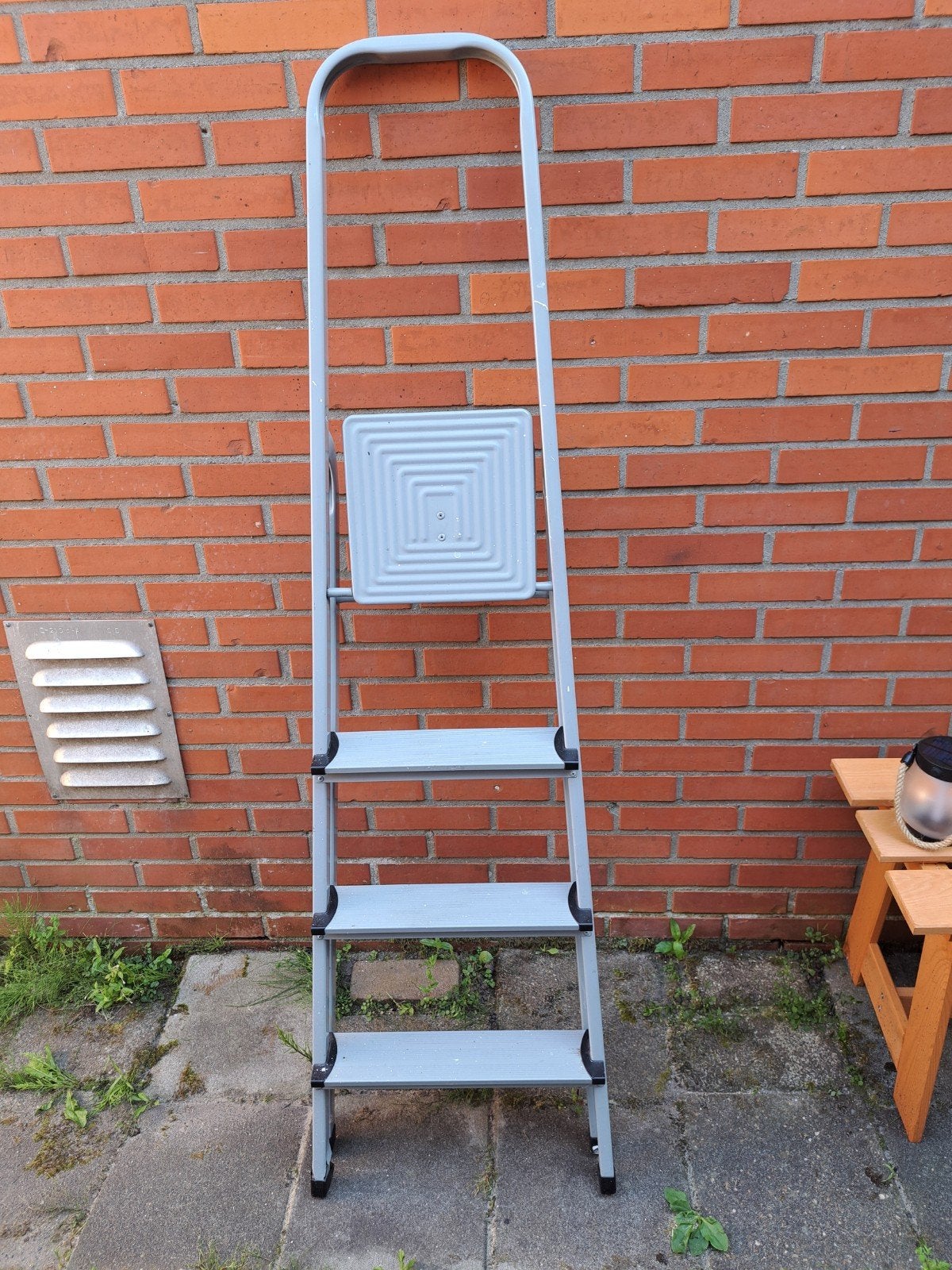 Huishoudtrap 4 treden grijs staal, Ophalen, Gebruikt, Trap, Minder dan 2 meter