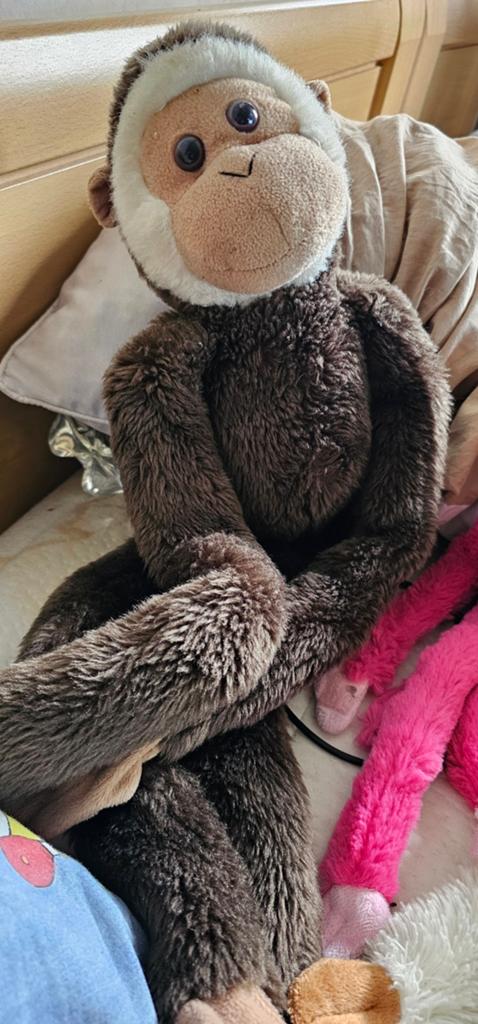 Schattige bruine pluche aap knuffel, Gebruikt, Ophalen of Verzenden, Middelgroot (20 tot 80 cm), Bruin