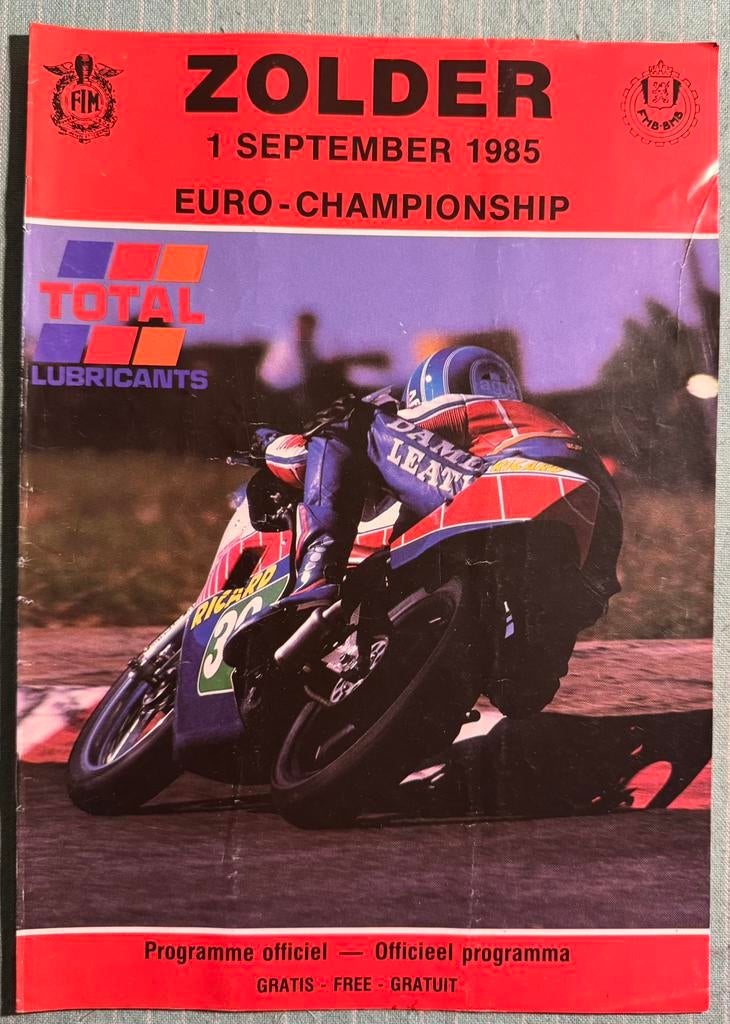 Programma 1985 Zolder Euro-Championship, Verzenden, Gebruikt, Motoren
