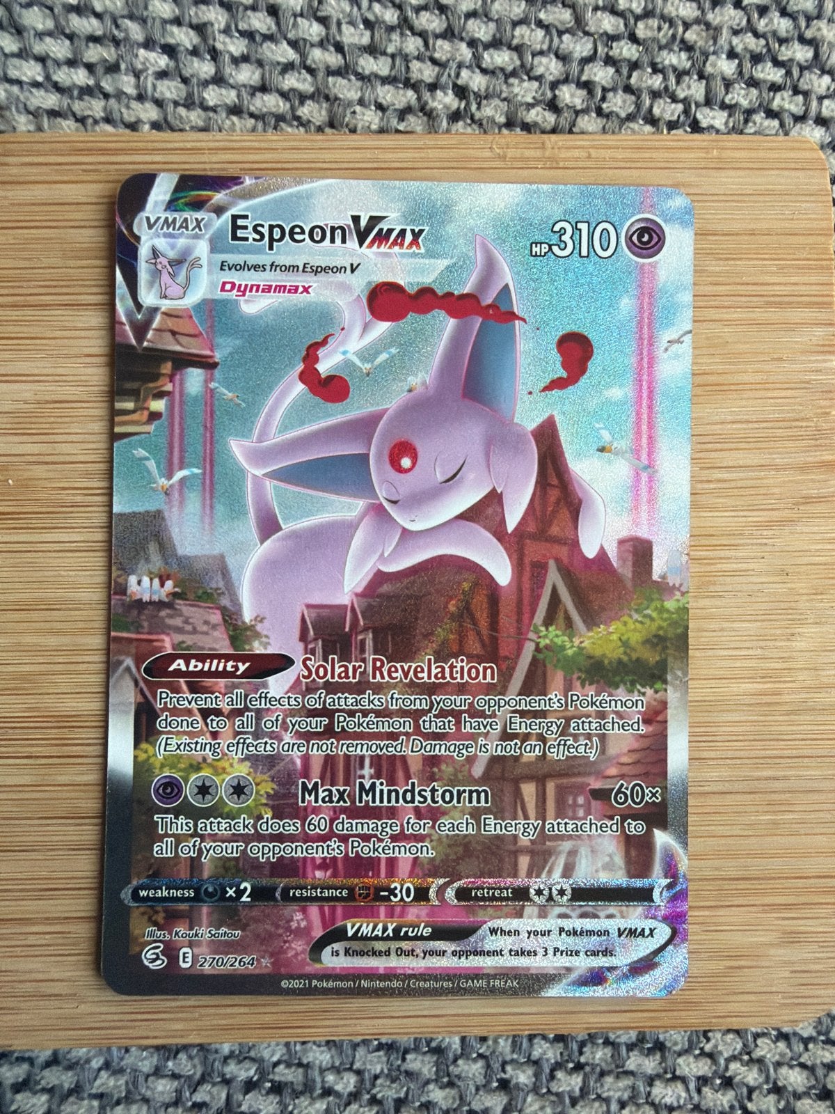 Espeon VMAX Pokémon Kaart - Fusion Strike 270/264, Hobby en Vrije tijd, Verzamelkaartspellen | Pokémon, Ophalen of Verzenden, Zo goed als nieuw