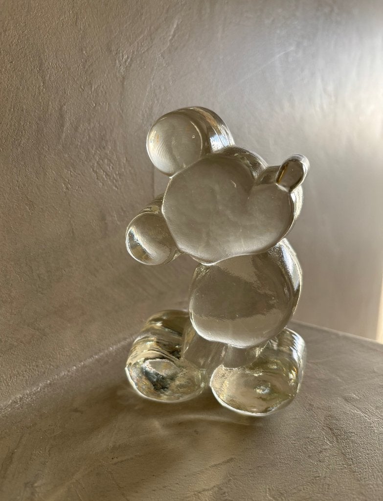 Mickey Mouse Presse Papier Glas 13.5 cm, Ophalen of Verzenden, Mickey Mouse, Zo goed als nieuw, Beeldje of Figuurtje