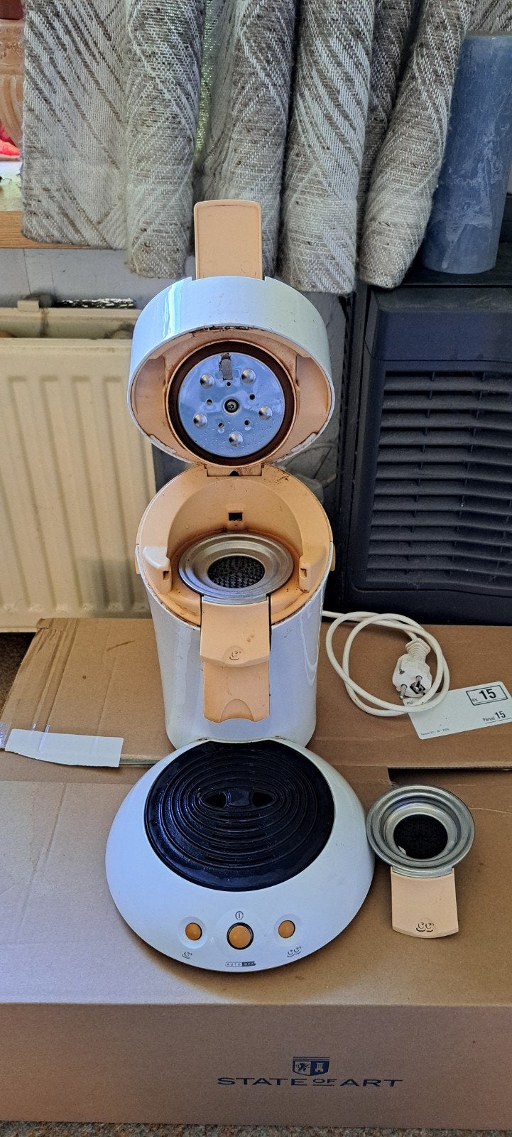 Defecte vintage Senseo koffiezetapparaat - perzik/Wit, Ophalen, Koffiepads en cups, Gebruikt, Koffiemachine