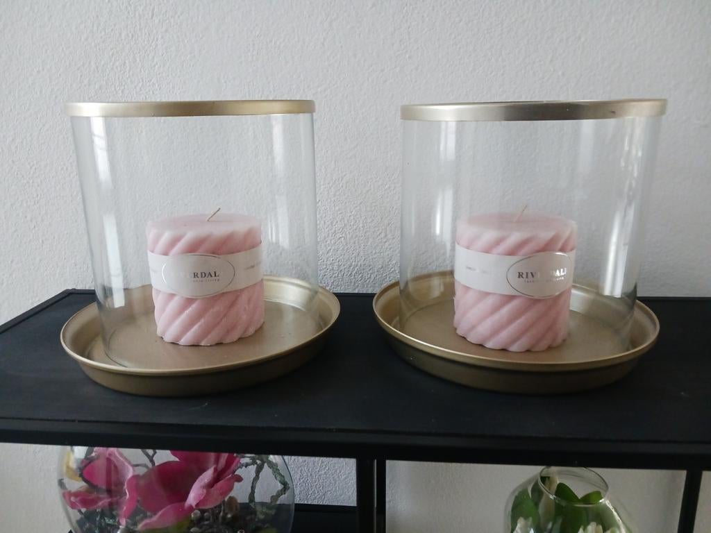 2 gouden windlichten, Ophalen, Zo goed als nieuw
