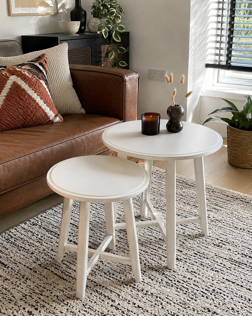 IKEA KRAGSTA Salontafeltjes Set - Wit, Rond, Ophalen, Minder dan 45 cm, Minder dan 55 cm, Rond