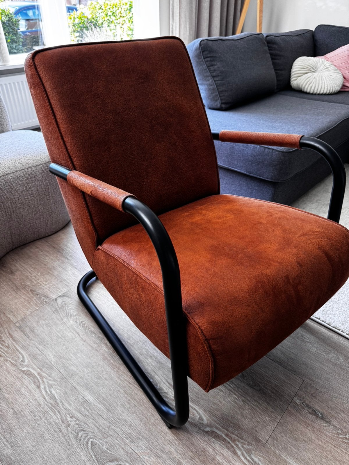 Fauteuils cognac bruin loods 5, Ophalen of Verzenden, Zo goed als nieuw, 75 tot 100 cm, 50 tot 75 cm
