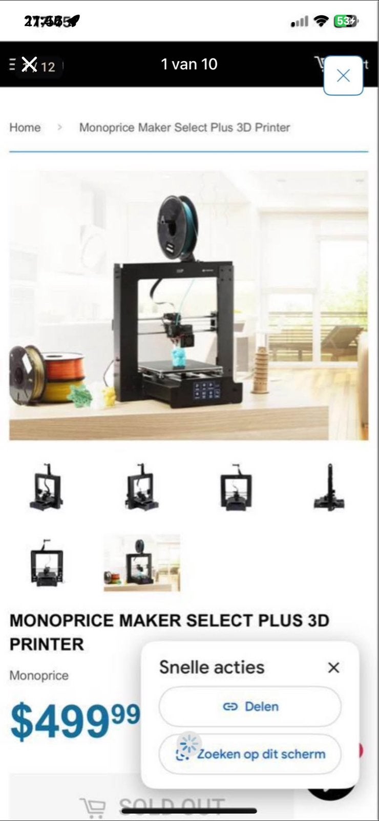 Monoprice Maker Select Plus 3D Printer met filament, Ophalen, Gebruikt, Filament