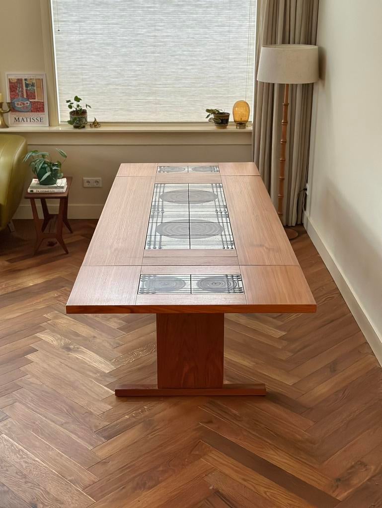 Vintage tafel Deens Design Gansbo teak hout jaren 50/60/70, Ophalen, Vintage, 200 cm of meer, 50 tot 100 cm