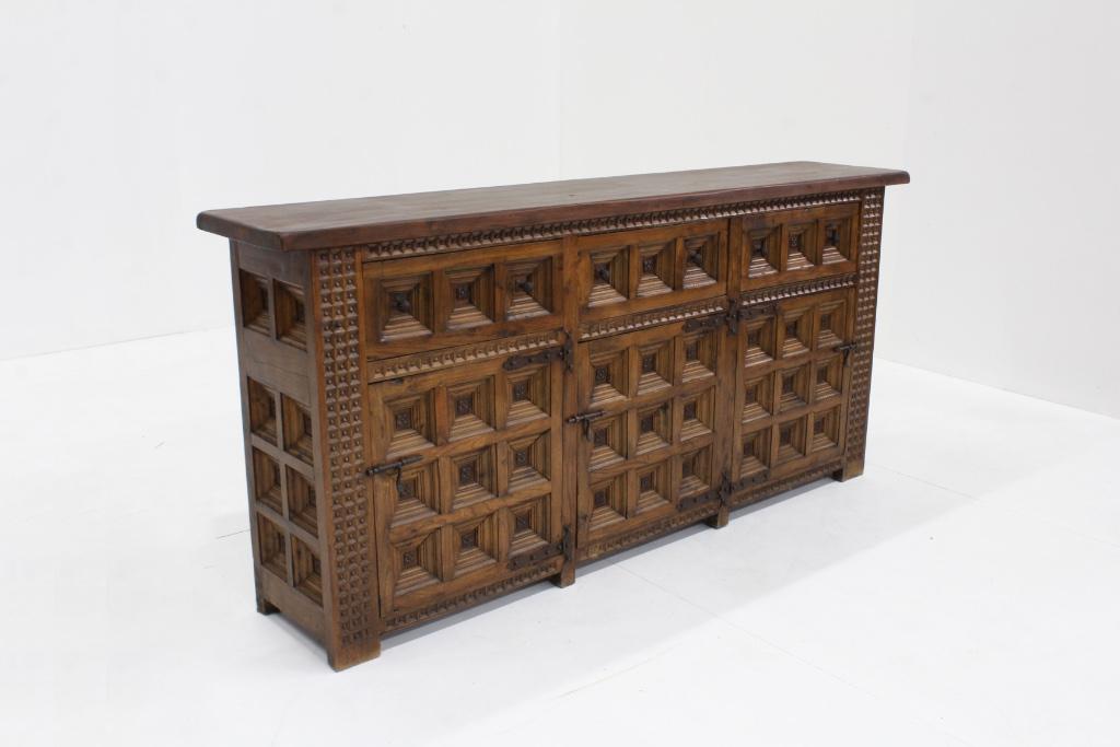 Vintage Spaans Brutalist Sideboard, Ophalen, Vintage, design, Met deur(en), 150 tot 200 cm
