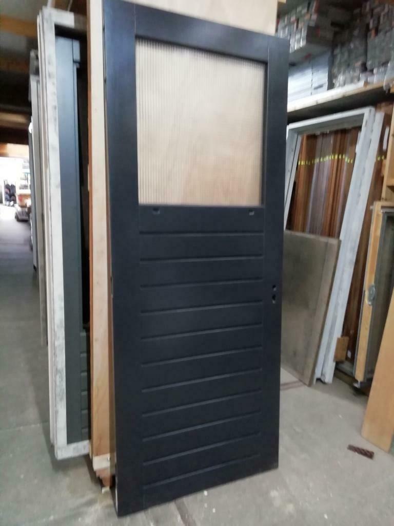 hardhouten buitendeur hoge borstwering met draadglas, Doe-het-zelf en Verbouw, Deuren en Horren, Ophalen, 80 tot 100 cm, 215 cm of meer