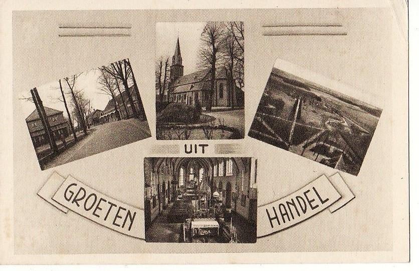 Groeten uit Handel. Mooie oude 4-vensterkaart uit 1949., Verzenden, 1940 tot 1960, Ongelopen, Noord-Brabant