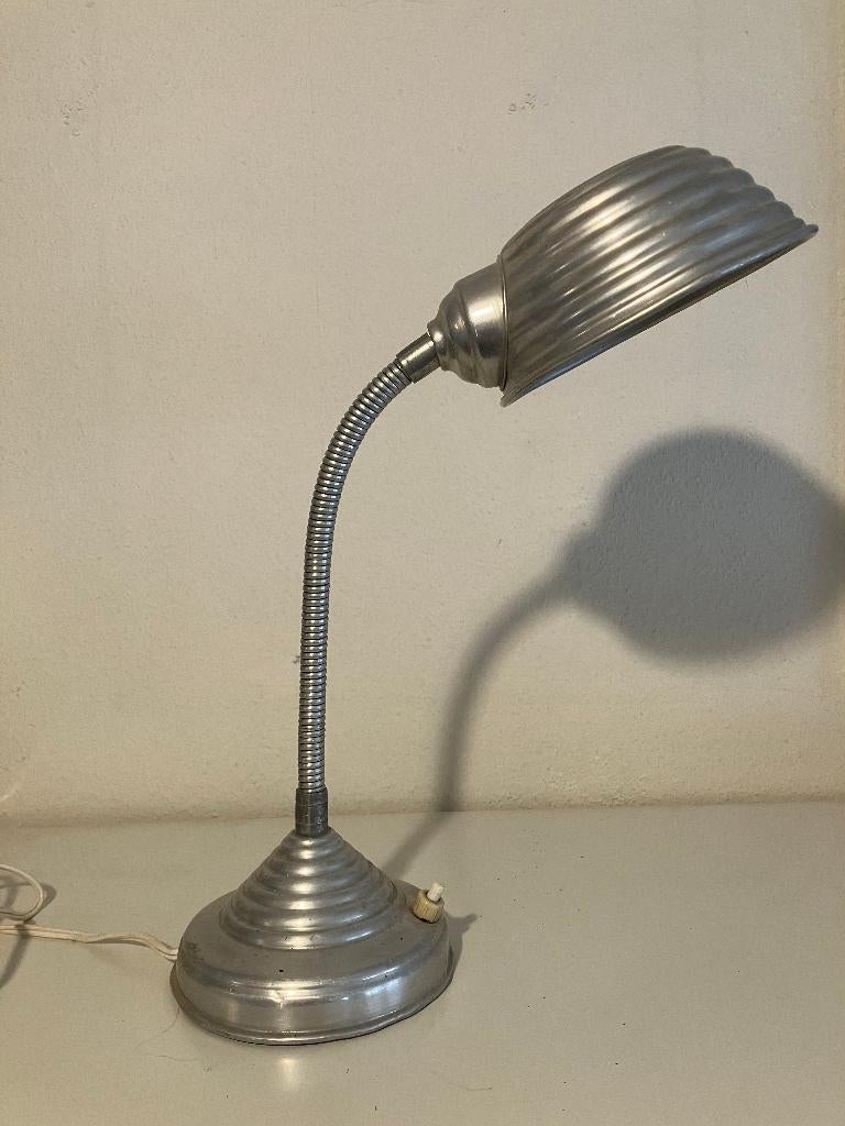 Vintage aluminium bureaulamp 50-er jaren, Ophalen of Verzenden, Gebruikt, Metaal, Minder dan 50 cm