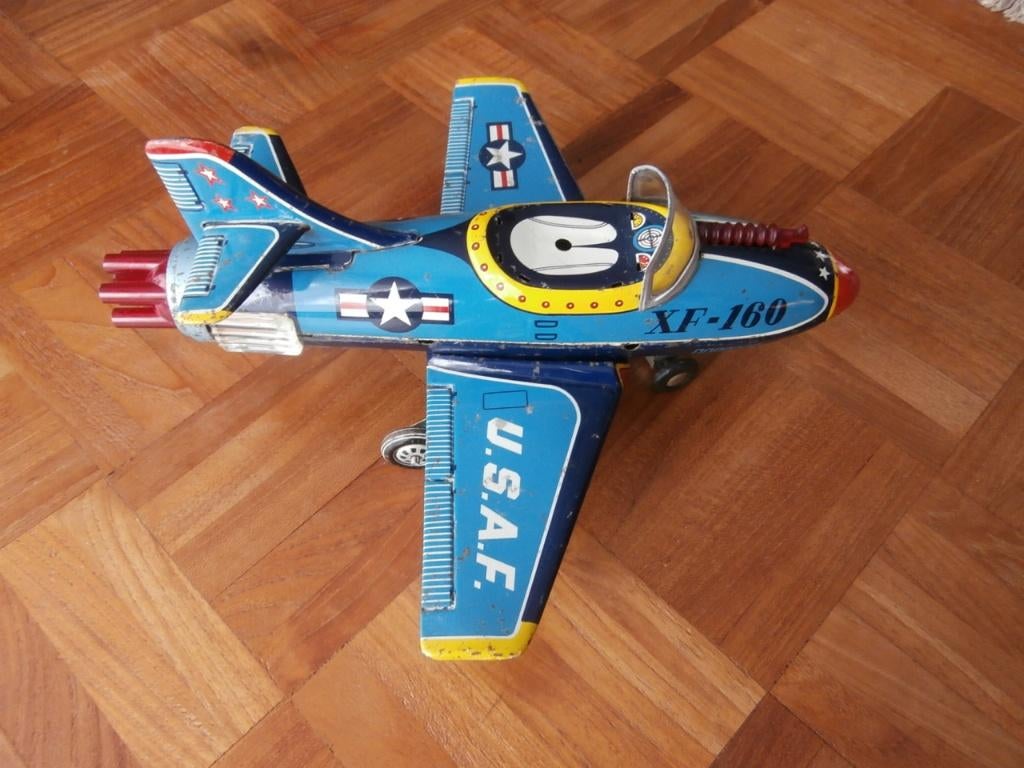 Oud blikken Nomura Toys batterij vliegtuig 28 cm, Antiek en Kunst, Antiek | Speelgoed, Ophalen of Verzenden