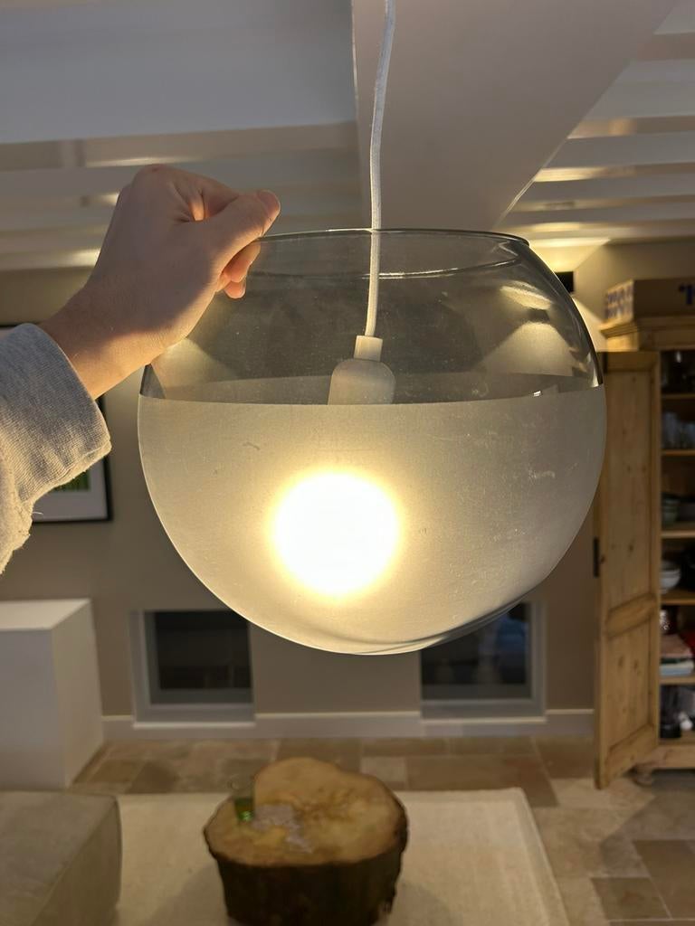 Glazen hanglamp Ikea, Ophalen of Verzenden, Zo goed als nieuw, Minder dan 50 cm