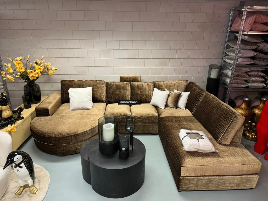 Luxe Velvet Croco U-Bank Mila 170x350x250cm NIEUW - Uniek, Huis en Inrichting, Banken | Bankstellen, Info@oosterbaanwonen.nl, Venus 31 8448CE Heerenveen