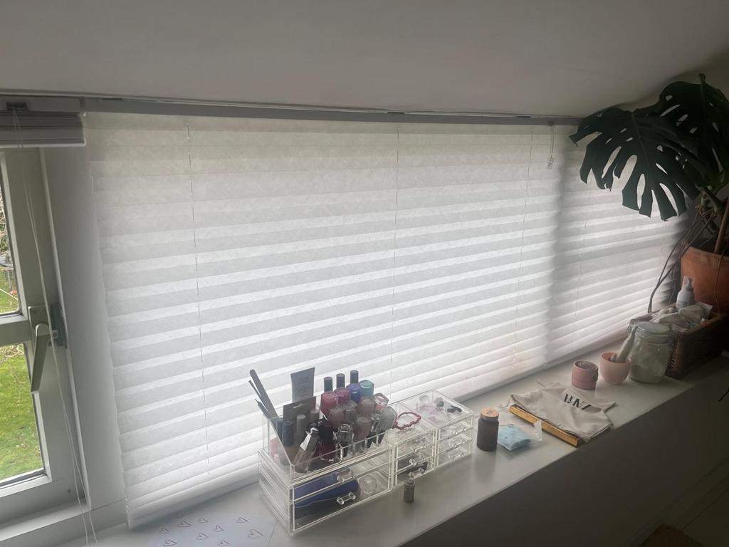 Witte Plissé Gordijnen 5x 80cm 1x 120cm Gamma OK, Gebruikt, Wit, Lichtdoorlatend wit plisse top down, 150 tot 200 cm