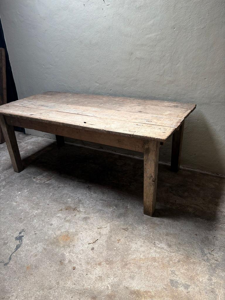 Hoffz eettafel 201 x 99 cm landelijk stoer bank mand emmer, Ophalen of Verzenden, Vijf personen of meer, Rechthoekig, 50 tot 100 cm