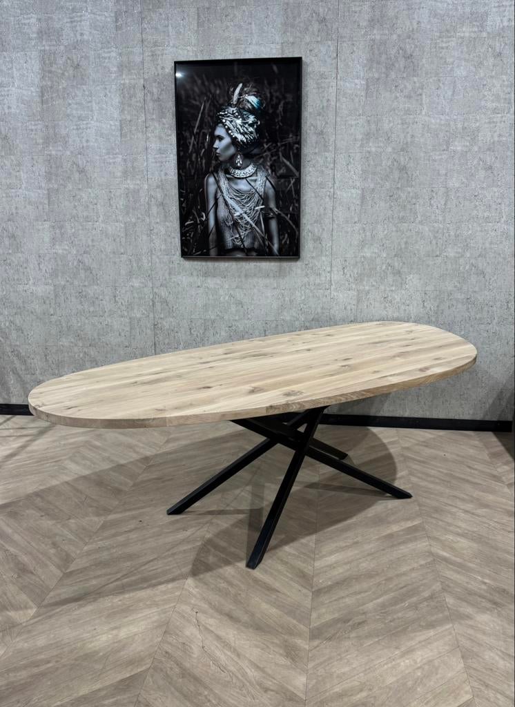 Organische vorm Leaf eiken eettafel 240x110cm mikado *nieuw, Huis en Inrichting, Tafels | Eettafels, 100 tot 150 cm, Eikenhout