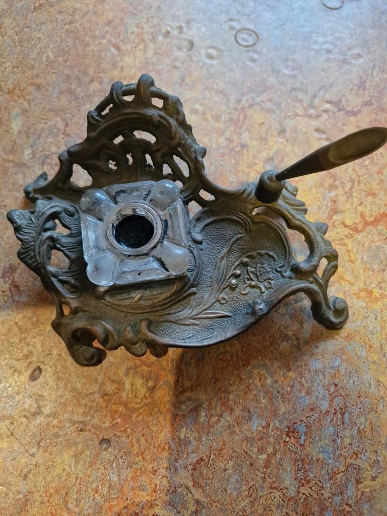 Vintage Pen met Kristallen Inktpot, Ophalen of Verzenden