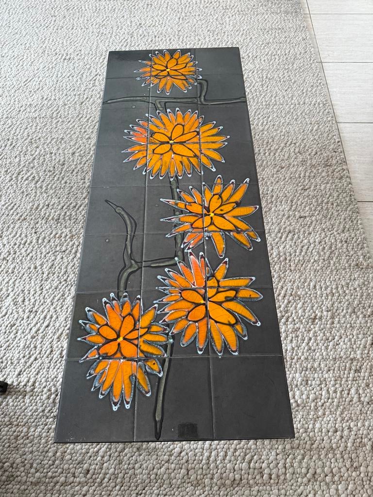 Belarti Vintage Tegel Salontafel met tegelplateau Bloemen, Verzamelen, Retro, Huis en Inrichting, Ophalen of Verzenden
