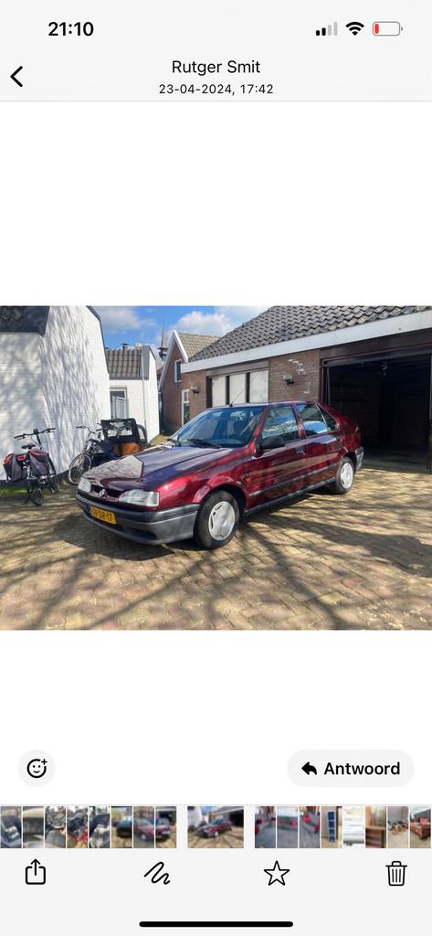 Renault 19 1.7 RN AUT U9 1993 Rood, 1005 kg, Stof, 4 cilinders, Particulier