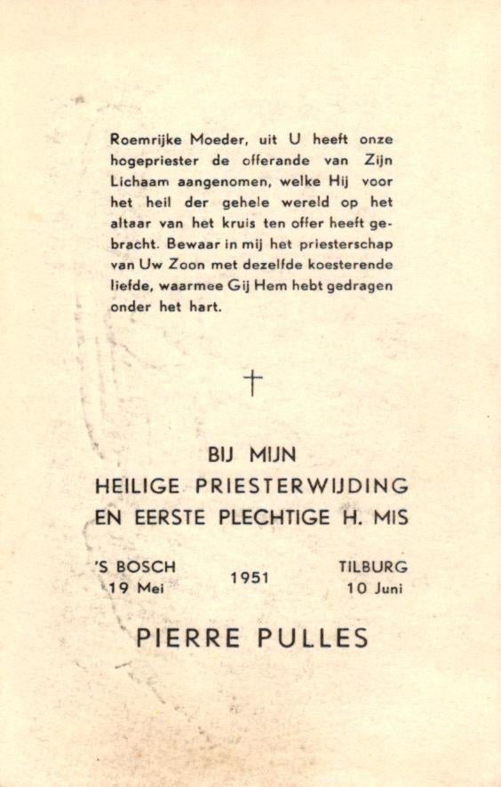 Pulles Pierre 's-Bosch 1951 Tilburg, Ophalen of Verzenden