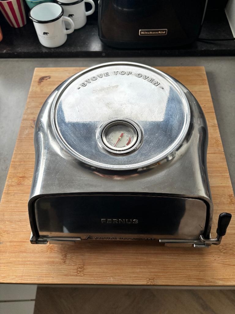 Fernus stovetop pizzaoven pure polished aluminum 26cm, Ophalen, Gebruikt, Fernus