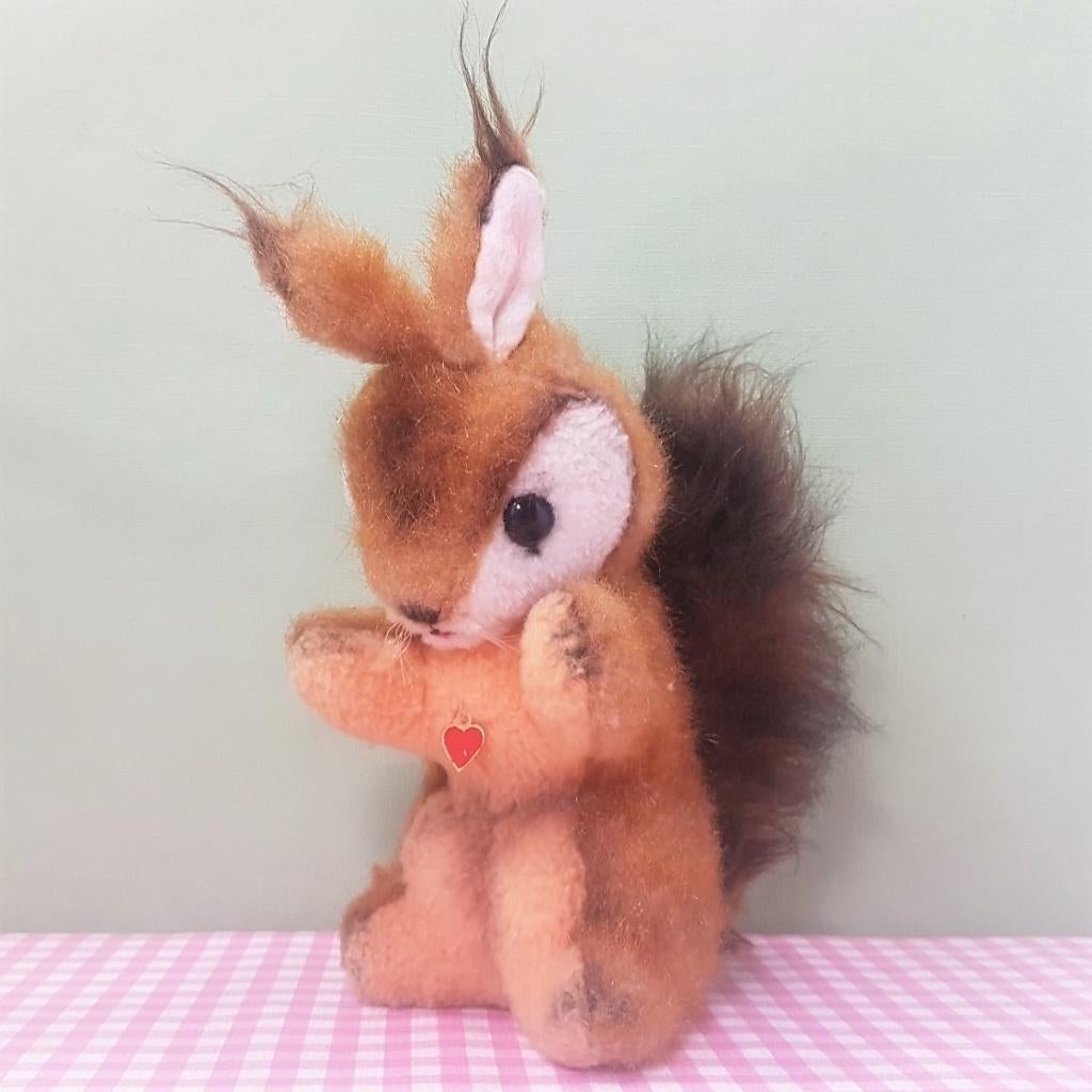 Vintage knuffel Tiere mit Herz Eekhoorn 20 cm oud retro, Steiff, Overige typen, Onbekend, Ophalen of Verzenden